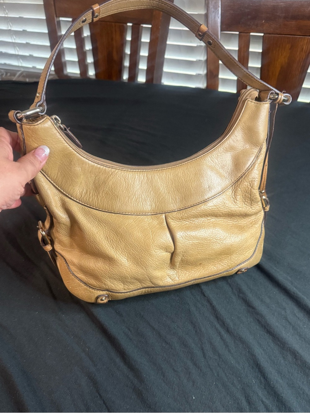 Etienne Aigner Tan Pebbled Leather Hobo Shoulder Bag Y2K